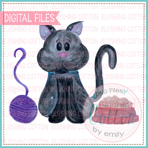 CURIOUS KITTY CAT FOOD YARN TRIO WATERCOLOR DESIGN BCEH