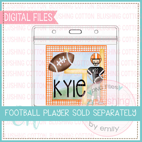 FOOTBALL GOAL IN ORANGE GINGHAM FRAME BCEH