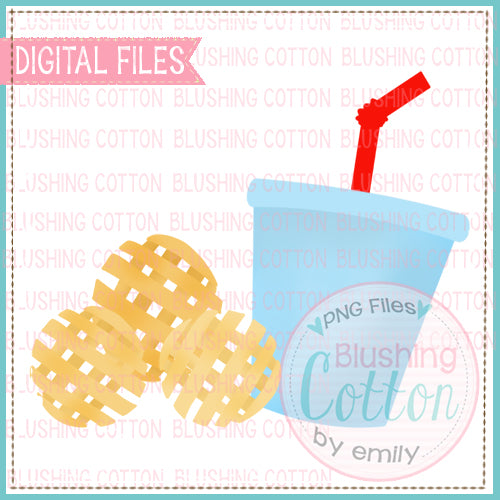 WAFFLE FRIES  AND DRINK  WATERCOLOR DESIGN BCEH