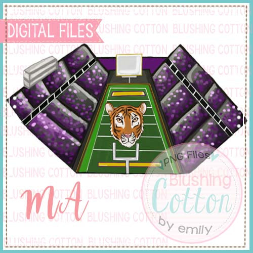 STADIUM PURPLE AND GOLD WITH TIGER WATERCOLOR DESIGN BCMA