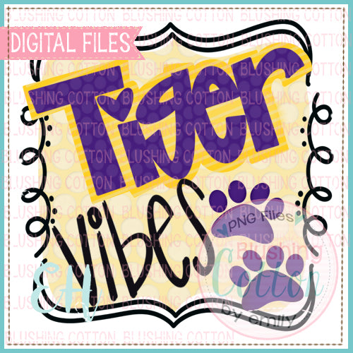 VIBES TIGERS PURPLE AND YELLOW ON YELLOW WATERCOLOR DESIGNS BCEH