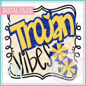 VIBES TROJAN BLUE AND YELLOW WATERCOLOR DESIGNS BCEH