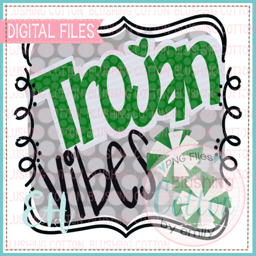 VIBES TROJAN GREEN AND WHITE WATERCOLOR DESIGNS BCEH