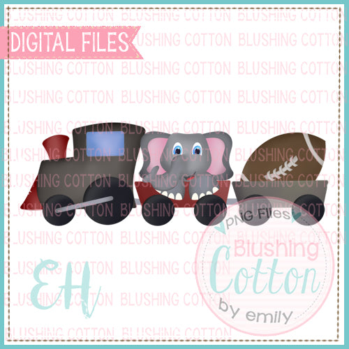 TRAIN FOR ELEPHANT IN CRIMSON AND GRAY WATERCOLOR DESIGN BCEH