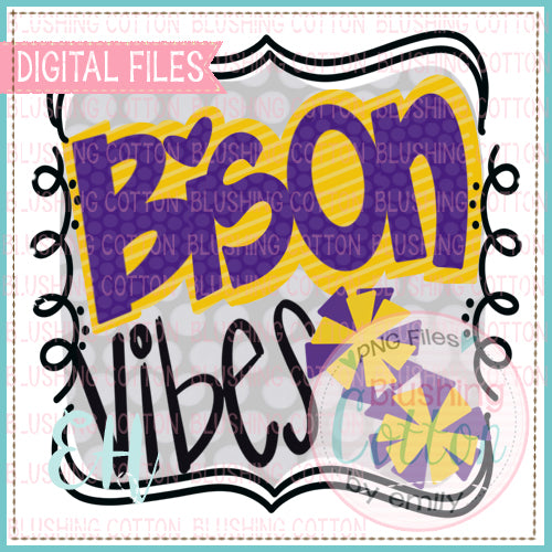 VIBES BISON IN PURPLE AND YELLOW WATERCOLOR DESIGNS BCEH