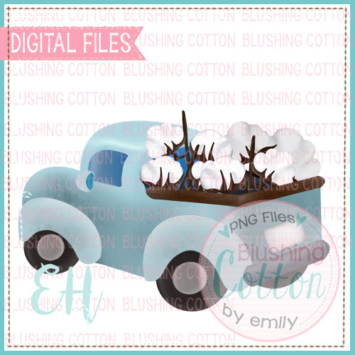 DRIVING LIGHT BLUE TRUCK WITH COTTON WATERCOLOR DESIGNS BCEH