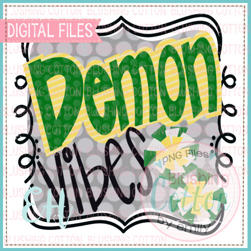 VIBES DEMON GREEN AND YELLOW WATERCOLOR DESIGNS BCEH