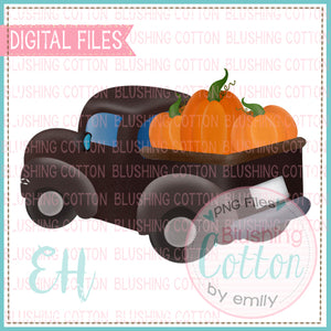 DRIVING BROWN TRUCK WITH PUMPKINS WATERCOLOR DESIGNS BCEH