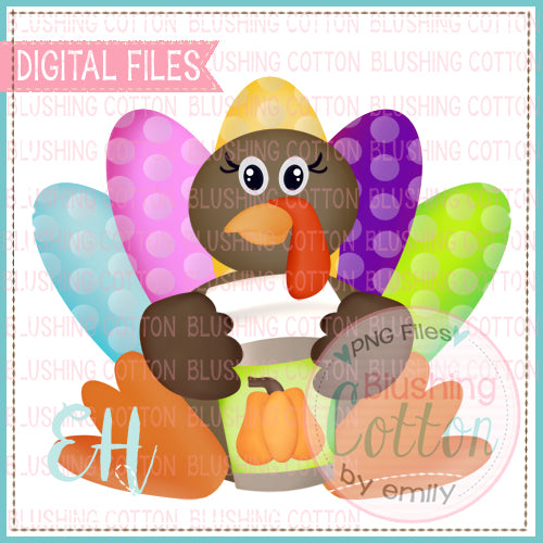 MADDIE TURKEY WITH PUMPKIN SPICE LATTE WATERCOLOR DESIGNS BCEH