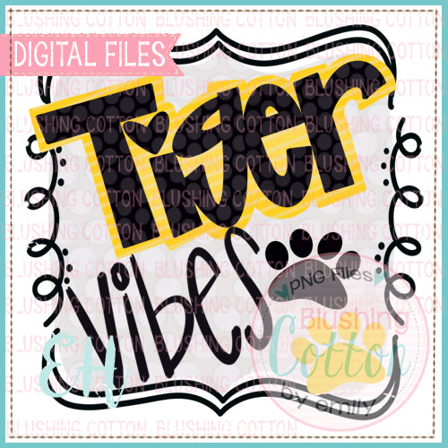 VIBES TIGER IN BLACK AND YELLOW WATERCOLOR DESIGNS BCEH
