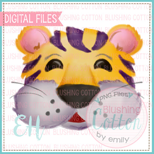 TIGER IN YELLOW AND PURPLE WATERCOLOR DESIGNS BCEH