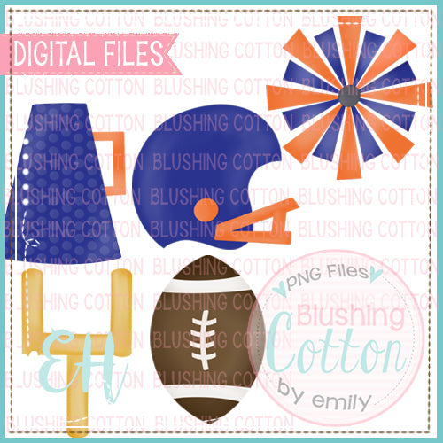 SNACK CAKES FOOTBALL ROYAL BLUE AND ORANGE SET DESIGN BCEH
