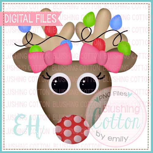 EXCITED REDNOSE REINDEER GIRL DOTTED NOSE WITH LIGHTS  BCEH