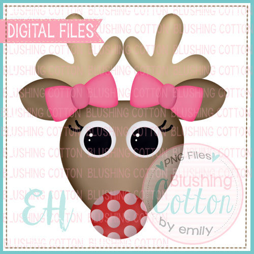 EXCITED REDNOSE REINDEER GIRL WITH DOTTED NOSE  BCEH