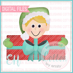 TINSEL ELF WITH PRESENT BOY WITH BLONDE HAIR - BCEH