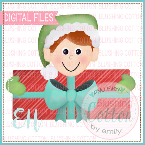 TINSEL ELF WITH PRESENT BOY WITH RED HAIR - BCEH