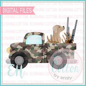 CAMO DEER HUNTING TRUCK WITH YELLOW LAB BCEH
