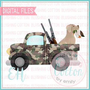 CAMO DUCK HUNTING TRUCK WITH YELLOW LAB  BCEH