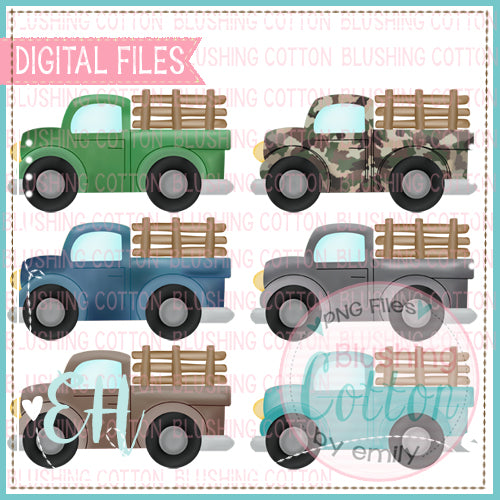 TRUCKS OF ALL COLORS WITH WOOD GATE SET 1  BCEH