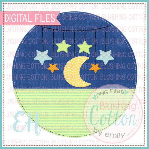 SPLIT CIRCLE WITH BUNTING MOON AND STARS    BCEH