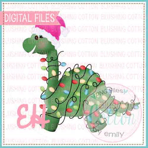 Christmas Longneck Dino With Lights No Background Design   BCEH