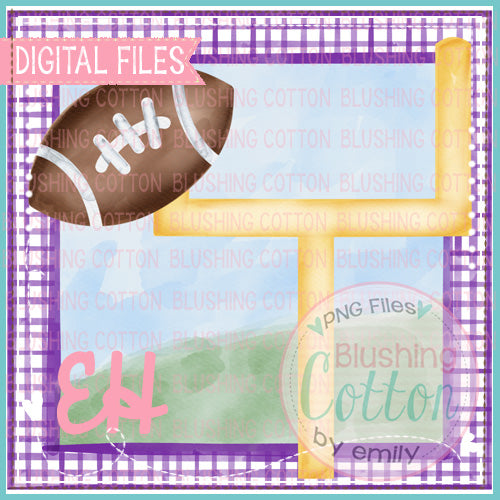 FOOTBALL GOAL IN PURPLE GINGHAM FRAME   BCEH