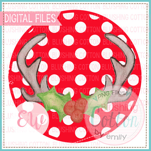 ANTLERS WITH HOLLY RED BACKGROUND BCEW