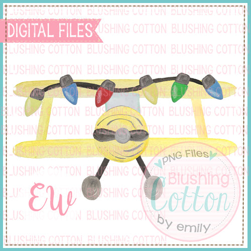CROP DUSTER YELLOW WITH CHRISTMAS LIGHTS BCEW