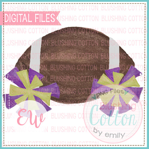 FOOTBALL WITH YELLOW POMPOMS DESIGN WATERCOLOR PNG BCEW