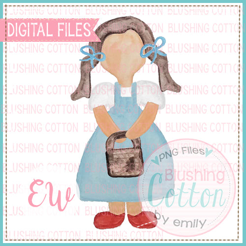 GIRL IN BLUE DRESS WATERCOLOR ARTWORK PNG DIGITAL FILE FOR PRINTING AND OTHER CRAFTS