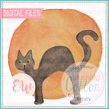 Load image into Gallery viewer, BLACK CAT MOON WATERCOLOR PNG
