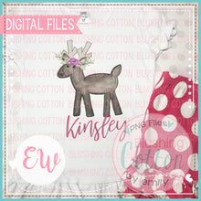 Load image into Gallery viewer, REINDEER1 WITH FLOWERS WATERCOLOR PNG BCEW