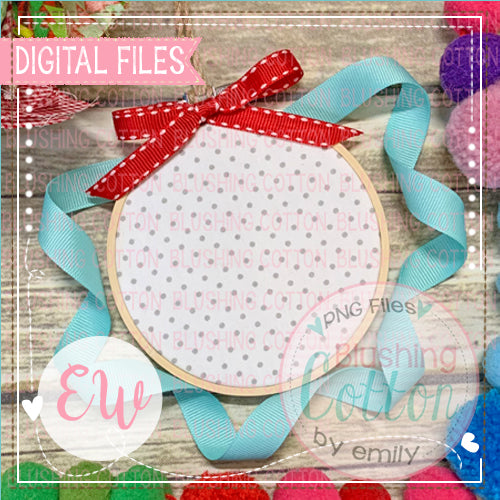 DIGITAL FILE ONLY  MOCK UP ORNAMENT GREY DOTS AQUA RIBBON    BCEW