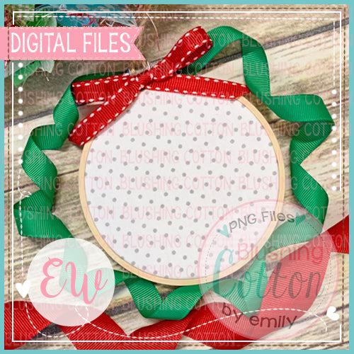 DIGITAL FILE ONLY  MOCK UP ORNAMENT GREY DOTS RED GREEN RIBBON    BCEW