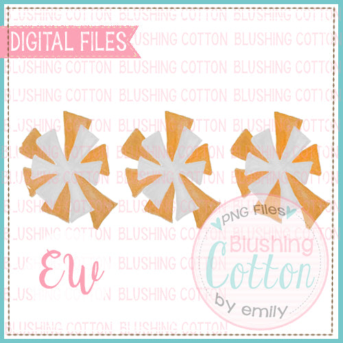 POMPOMS ORANGE AND WHITE TRIO DESIGN WATERCOLOR PNG BCEW