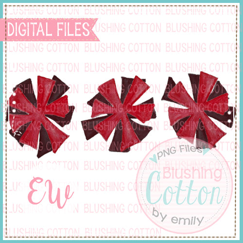 POMPOMS CRIMSON AND BLACK TRIO DESIGN WATERCOLOR PNG BCEW