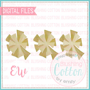 POMPOMS GOLD ON GOLD TRIO DESIGN WATERCOLOR PNG BCEW