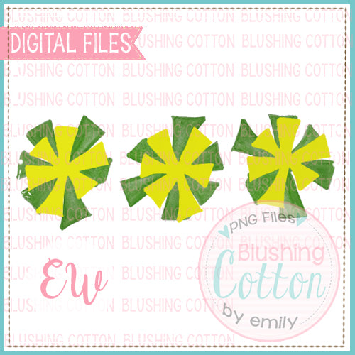 POMPOMS GREEN AND YELLOW TRIO DESIGN WATERCOLOR PNG BCEW