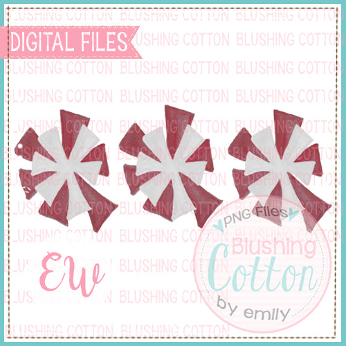 POMPOMS MAROON AND WHITE TRIO DESIGN WATERCOLOR PNG BCEW