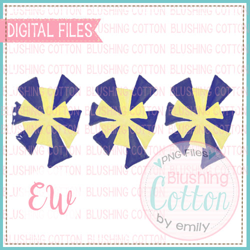 POMPOMS NAVY AND YELLOW TRIO DESIGN WATERCOLOR PNG BCEW