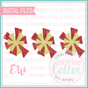 POMPOMS RED AND GOLD TRIO DESIGN WATERCOLOR PNG BCEW