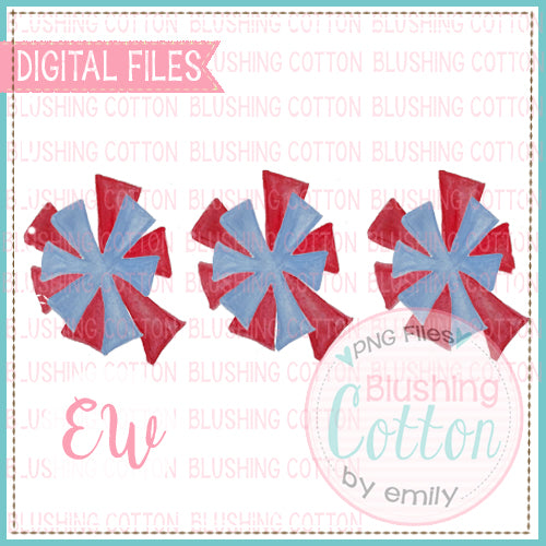 POMPOMS SKY BLUE AND RED TRIO DESIGN WATERCOLOR PNG BCEW