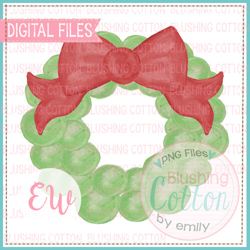 WREATH RED BOW BCEW