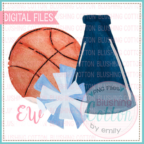 BASKETBALL NAVY MEGAPHONE LIGHT BLUE POMPOM BCEW