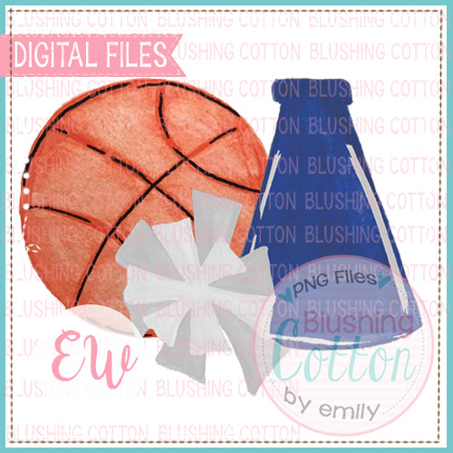 BASKETBALL MEGAPHONE POMPOM ROYAL BLUE WHITE BCEW
