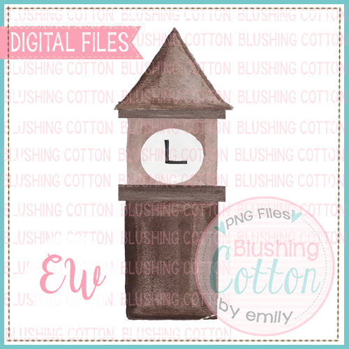 CLOCK TOWER WATERCOLOR DESIGN DIGITAL FILE FOR PRINTING OR OTHER CRAFTS BCEW