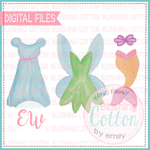 BLUE NIGHTGOWN GREEN FAIRY MERMAID TAIL TRIO BCEW