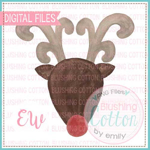 RED NOSE REINDEER WATERCOLOR DESIGN IN PNG DIGITAL FILE FOR PRINTING AND OTHER CRAFTS BCEW