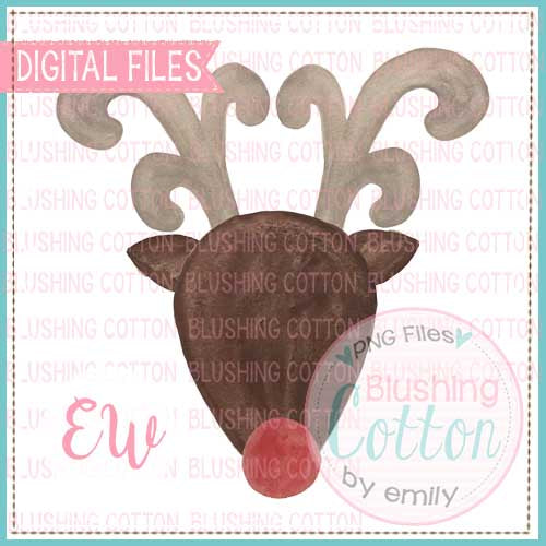 RED NOSE REINDEER WATERCOLOR DESIGN IN PNG DIGITAL FILE FOR PRINTING AND OTHER CRAFTS BCEW