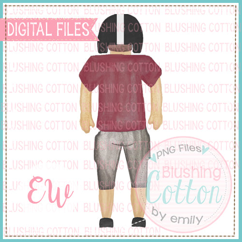 FOOTBALL PLAYER BACK VIEW MAROON BLACK BCEW